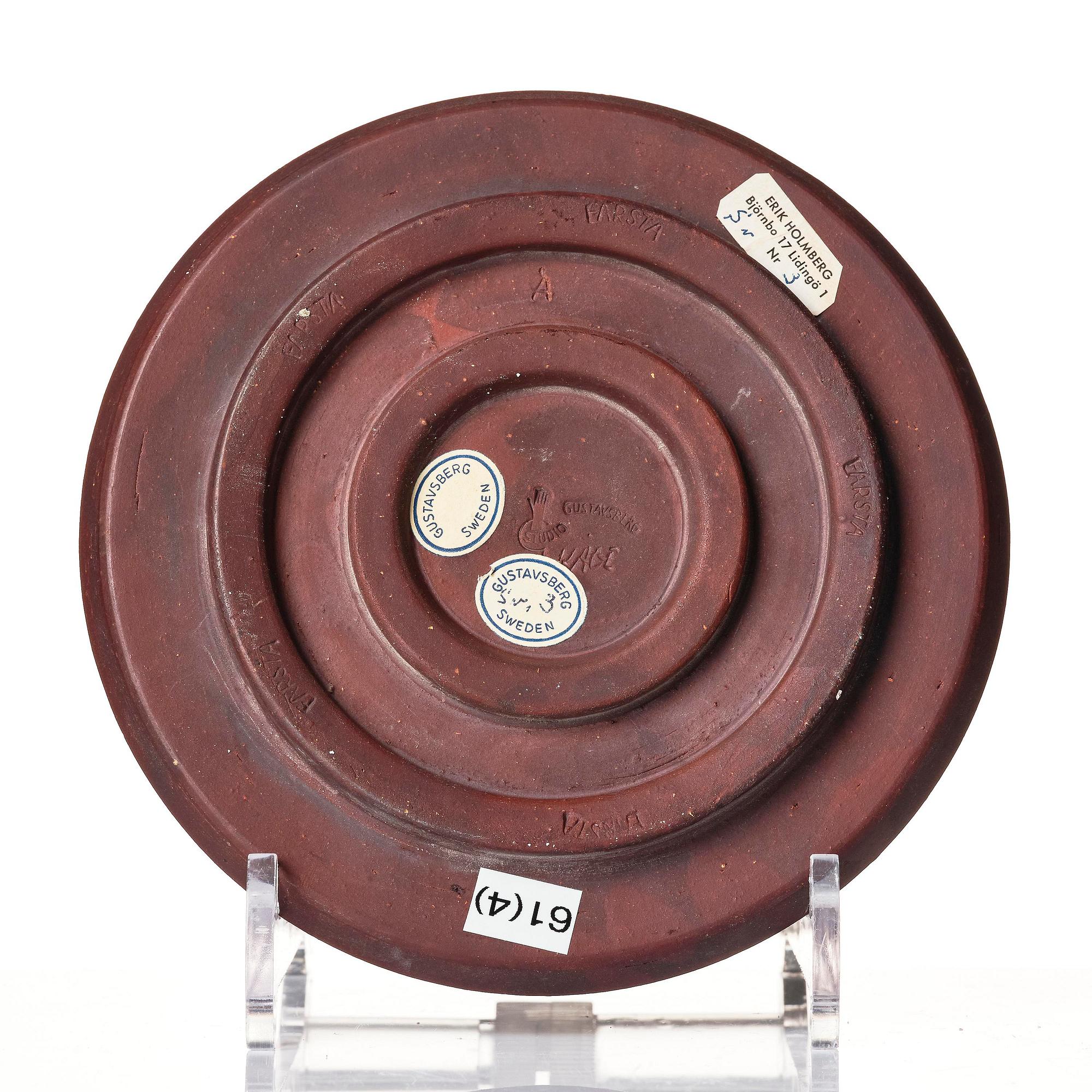 Wilhelm Kåge, a set of two Farsta stoneware dishes, Gustavsberg Studio, one dated 1949.