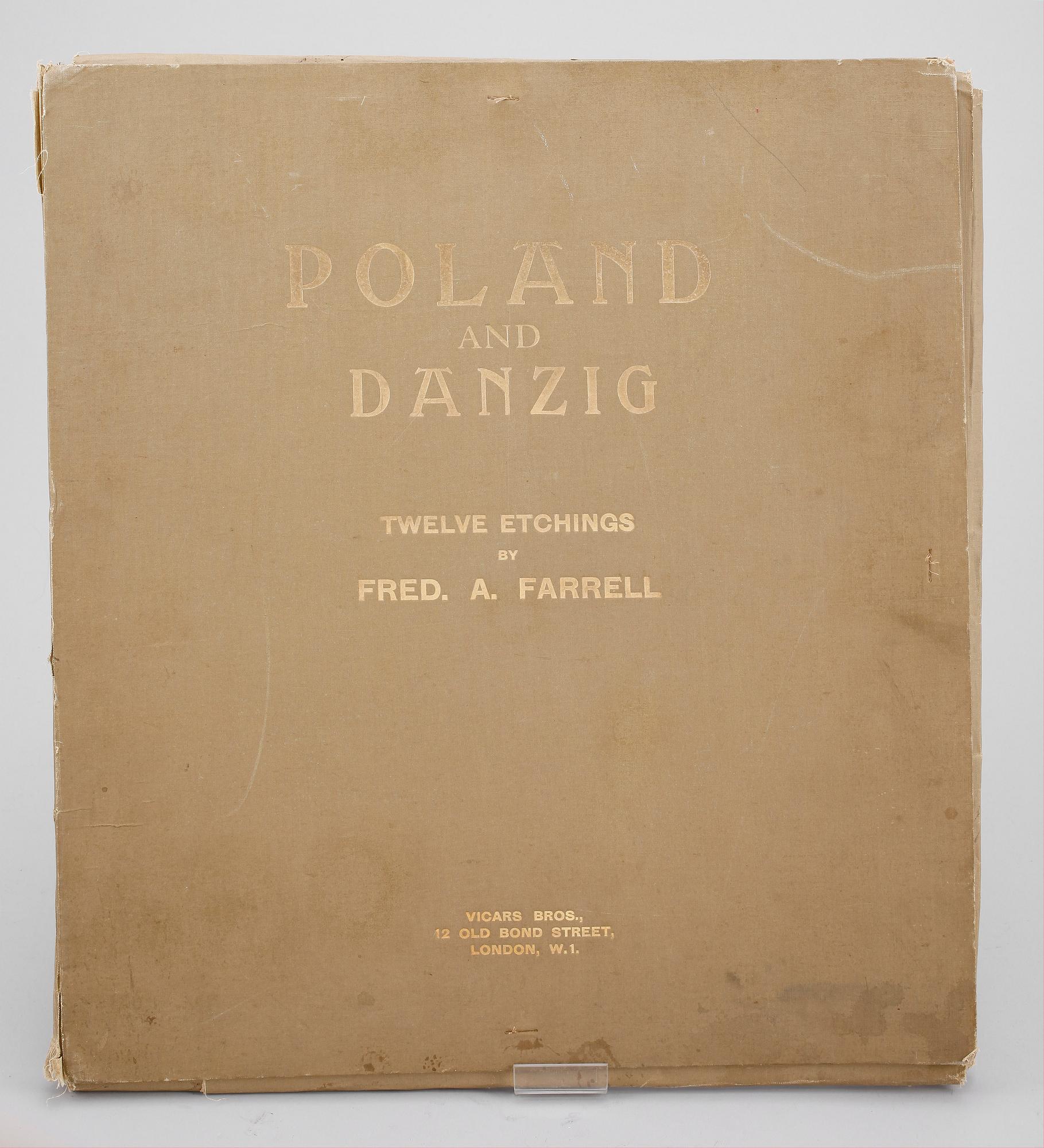 FREDERICK ARTHUR FARRELL, etsningar 8 st, i mapp "Poland and danzig", omkring 1925.