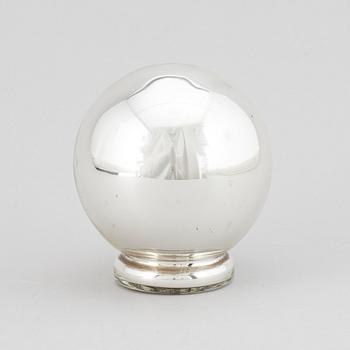 A 20th century silvered glass sphere sculpture/decoration.