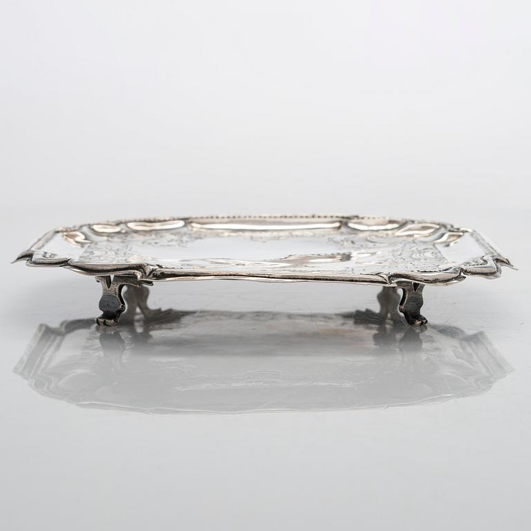 A Russian mid-18th-century silver salver, maker's mark of Fedor Petrov, Moscow 1756.