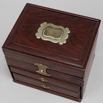 A Japanese apothecary box with flasks, 20th century.