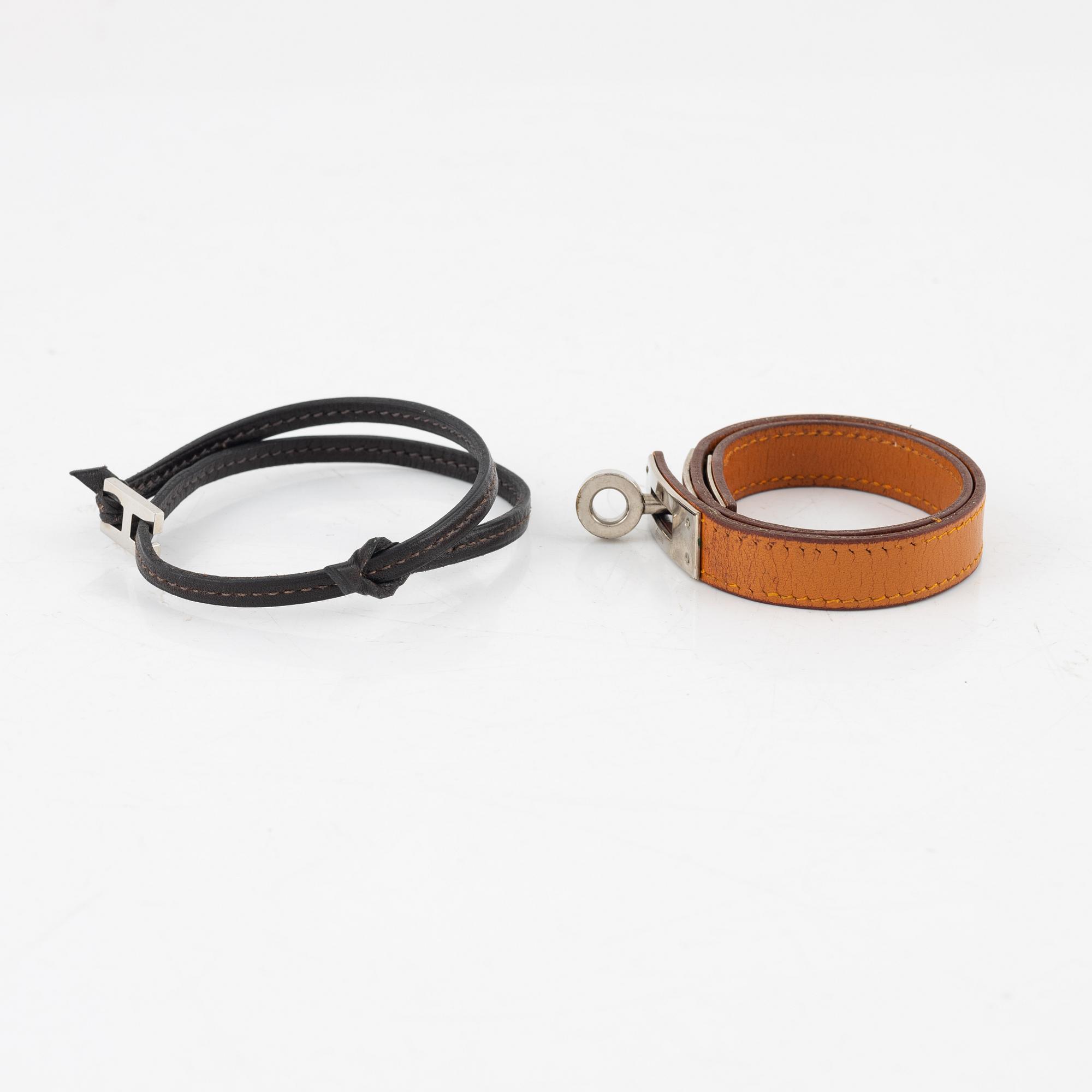 Hermès, Two leather bracelets.