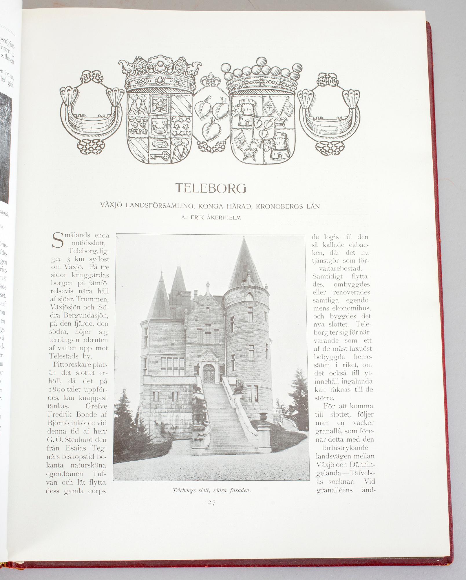 SVENSKA SLOTT OCH HERRESÄTEN VID 1900-TALETS BÖRJAN, 5 vol, Nordisk Familjeboks Tryckeri, Stockholm, 1909-1914.