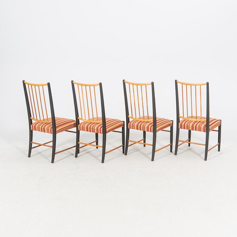 A set of eight wooden, partially painted, chairs by Karl-Axel Adolfsson for Gemla.