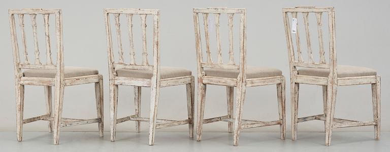 STOLAR, 4 st, sengustavianska, sign. Anders Hellman d.y. i Stockholm, bär Stolmakareämbetets sigill. 1700-talest slut.