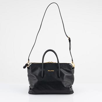 Miu Miu, a black leather handbag.