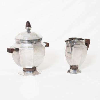 Kaffeservis, 5 delar, nysilver, Christofle Orfèvrerie Gallia, Paris, Frankrike, 1930-tal.