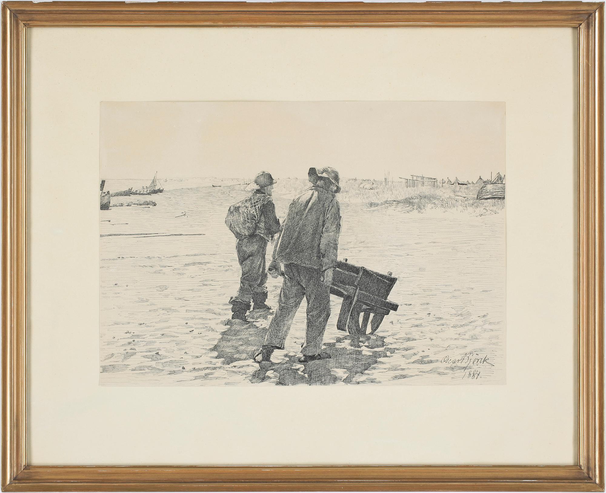 OSCAR BJÖRCK, torrnålsgravyr, sign o dat 1884 i trycket.