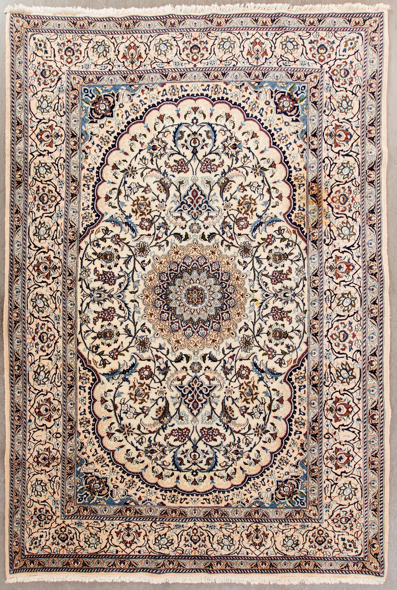An old Nain part sik carpet ca 290 x 196 cm.
