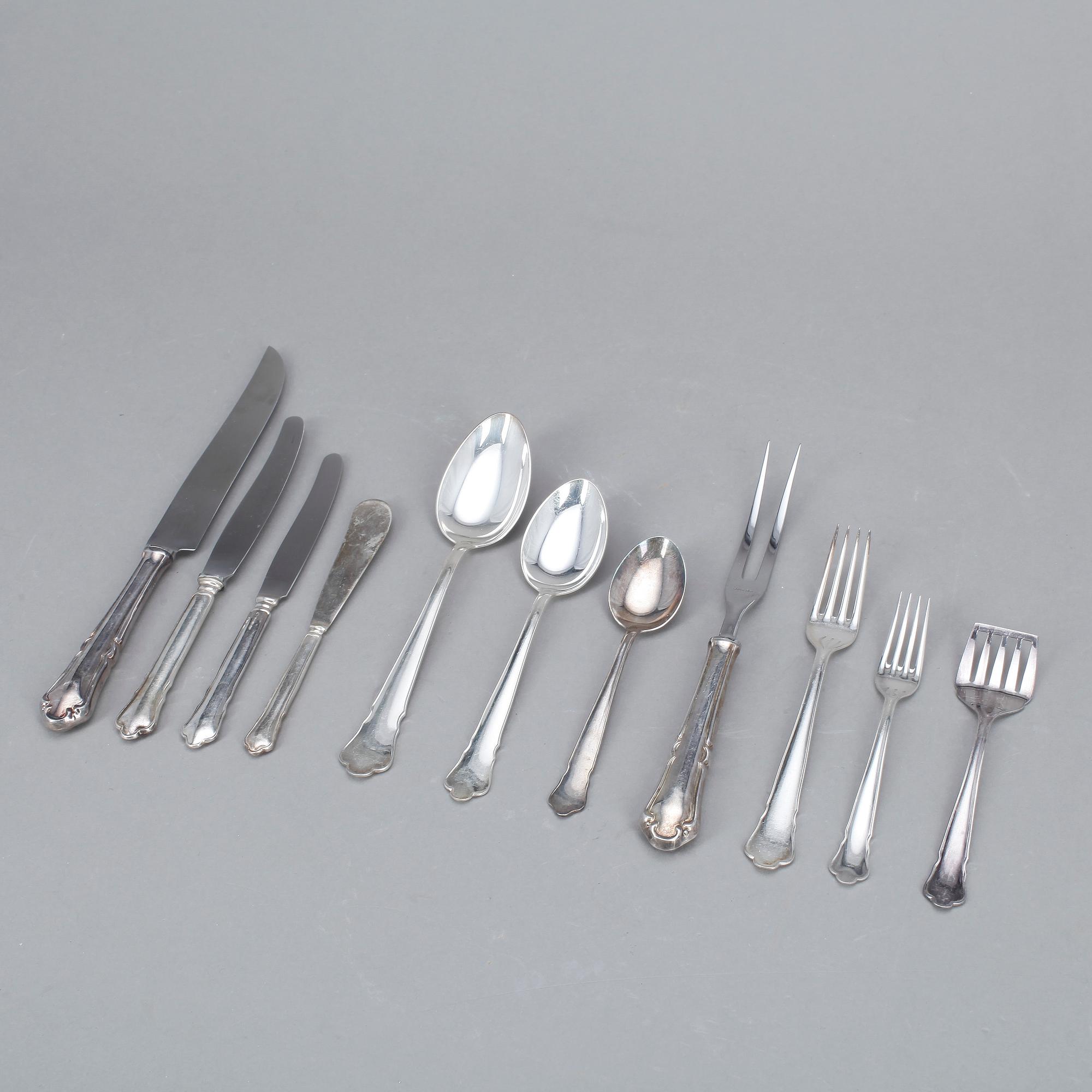 BESTICKSERVIS, 79 delar, nysilver, "Chippendale", GAB 1900-tal.
