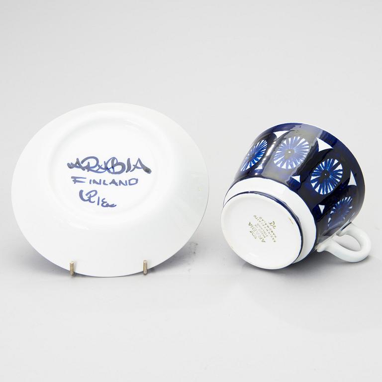 Four big tea cups with saucers, Arabia Finland 1964-1971.