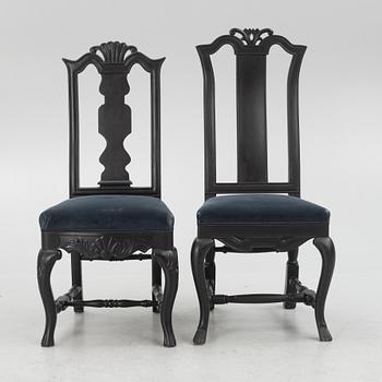 Chairs, 4+2+1, Baroque style and Rococo, 20th century and 18th century.