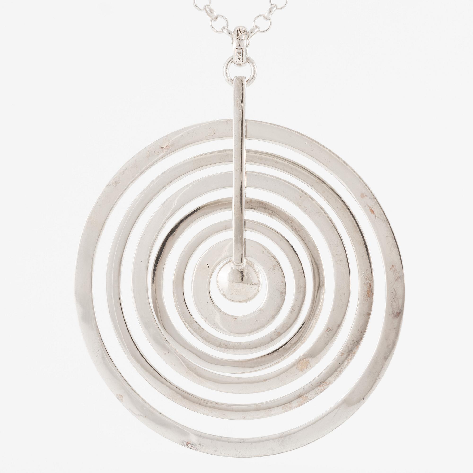 Tapio Wirkkala, pendant with chain "Silvermoon", sterling silver, for Kultakeskus.