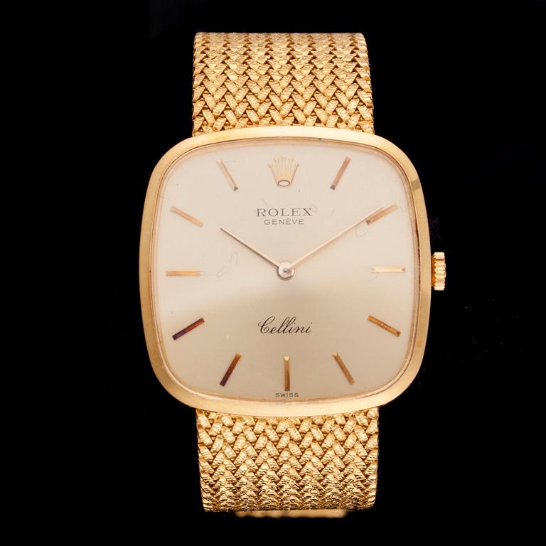 RANNEKELLO, miesten, Rolex Cellini, 18K kultaa, integroitu kultaranneke. 1900-luvun loppupuoli.