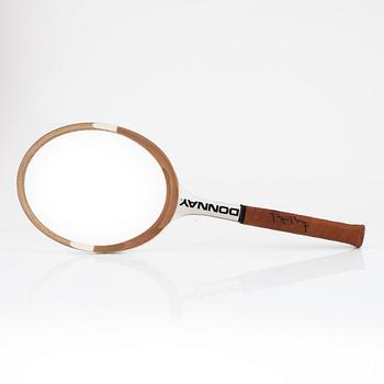 Tennis racket, Signed by Björn Borg. Donnay, specially customized white-painted wooden racket.