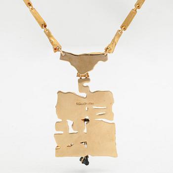 Björn Weckström, A 18K gold and tourmaline necklace 'Flowering wall'. Lapponia 1974.