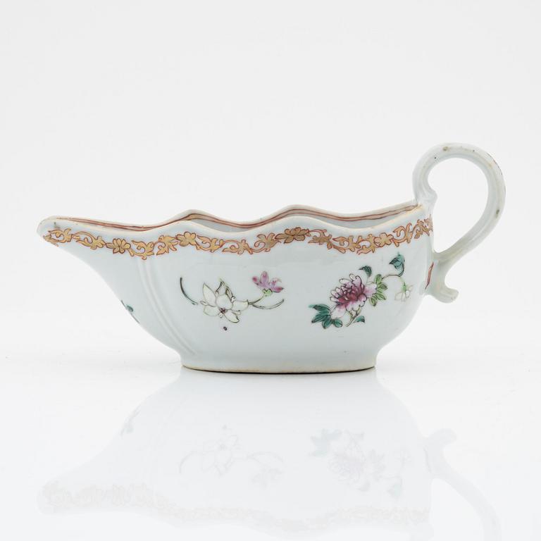 A famille rose sauce boat, Qing dynasty, Qianlong (1736-95).