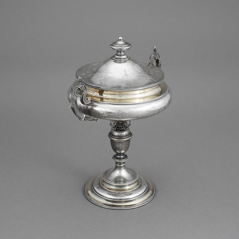 SKÅL PÅ FOT, silver, Lars Larson & Co, Göteborg 1887.