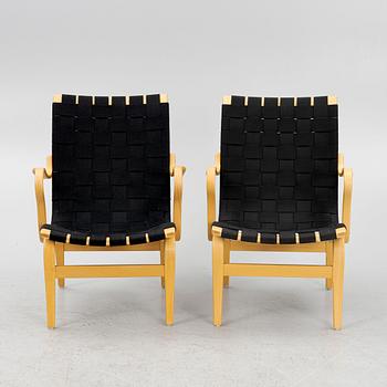 Bruno Mathsson, fåtöljer, ett par, "Eva", Firma Karl Mathsson och Bruno Mathsson International.