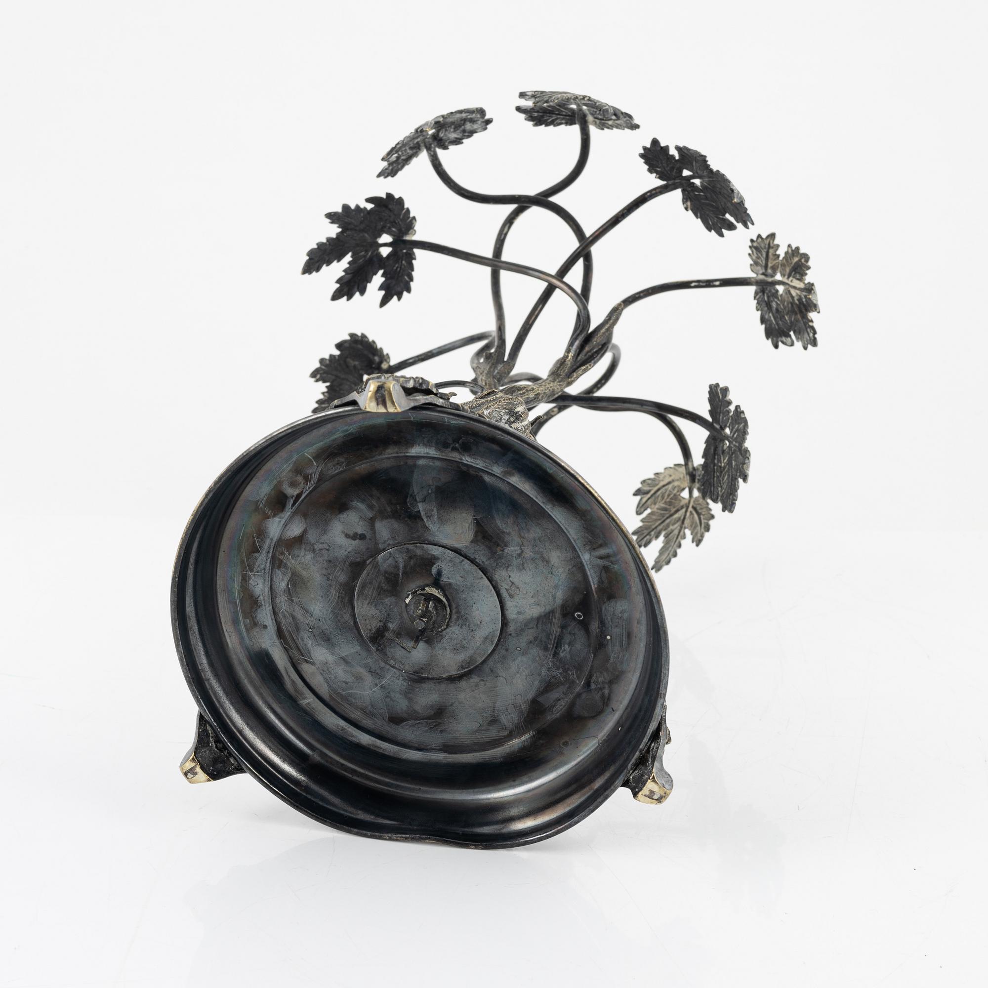 A silver plated and glass centrepiece, Henninger, Germany, late 19th Century.