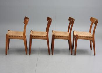 STOLAR, 4 st. Hans J Wegner, Carl Hansen & Son, Danmark.