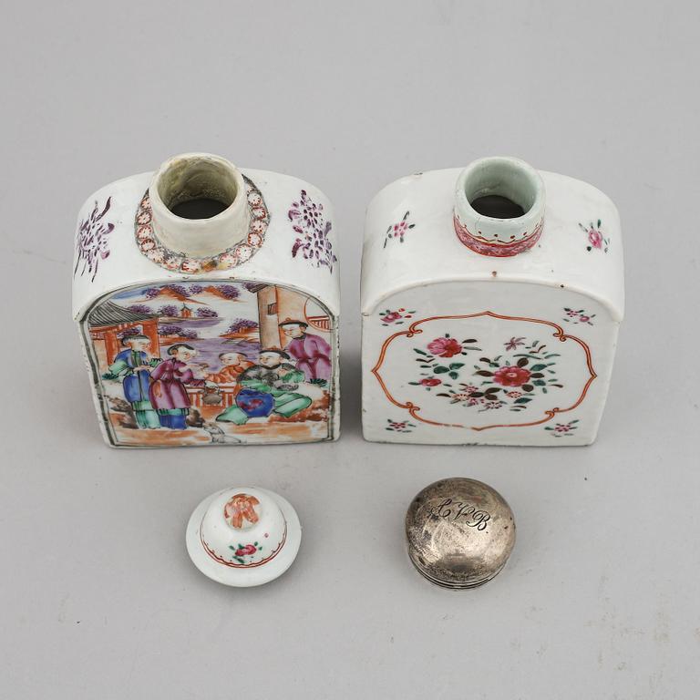 Two famille rose tea caddies, Qing dynasty, Qianlong (1736-95).
