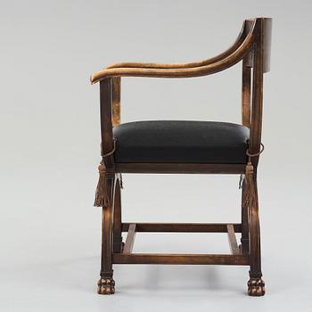 Axel Einar Hjorth, attributed to, a stained birch chair, Svenska Möbelfabrikerna Bodafors Sweden, 1920's.