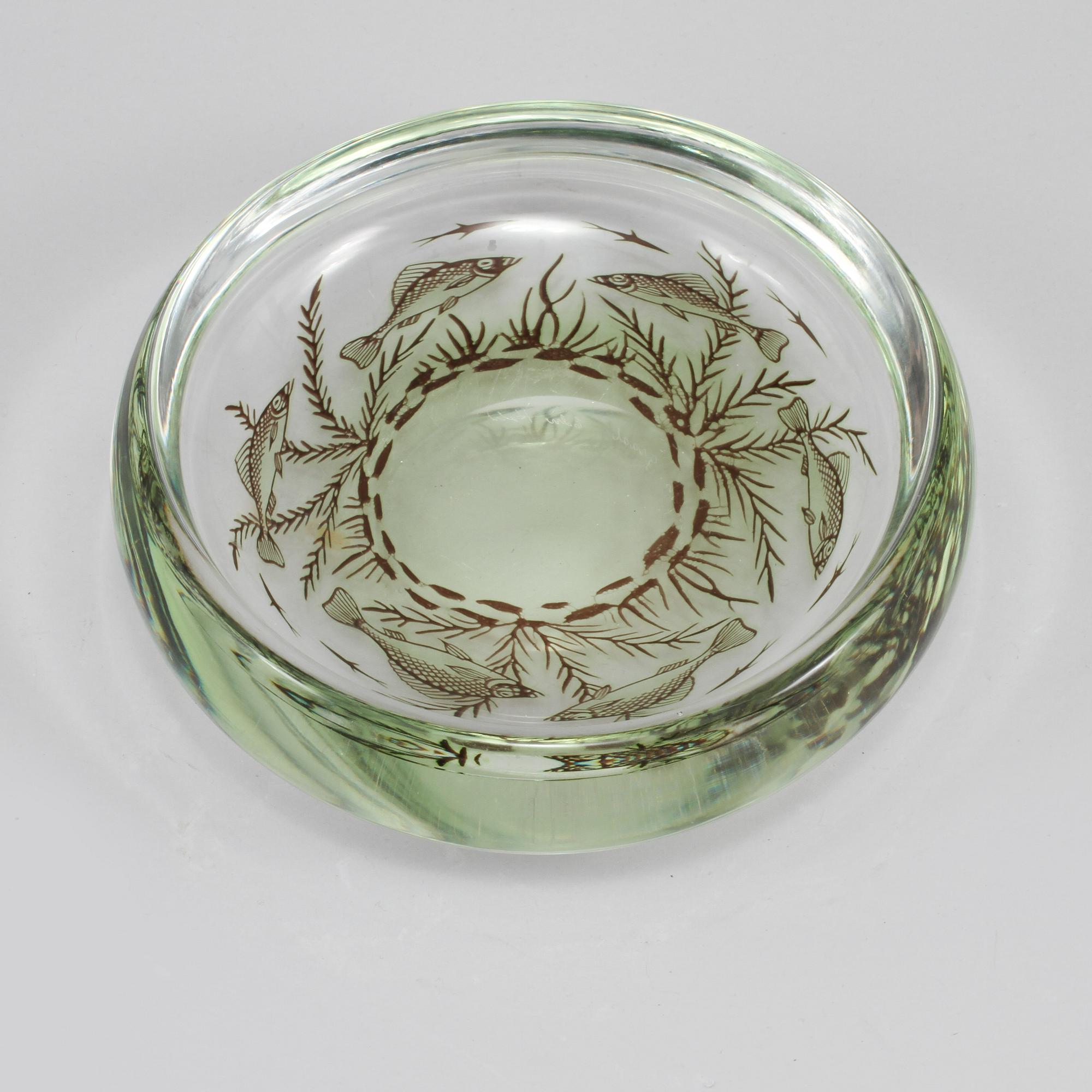 SKÅL, glas, fiskgraal, Edward Hald, Orrefors, signerad, 1900-talets mitt.