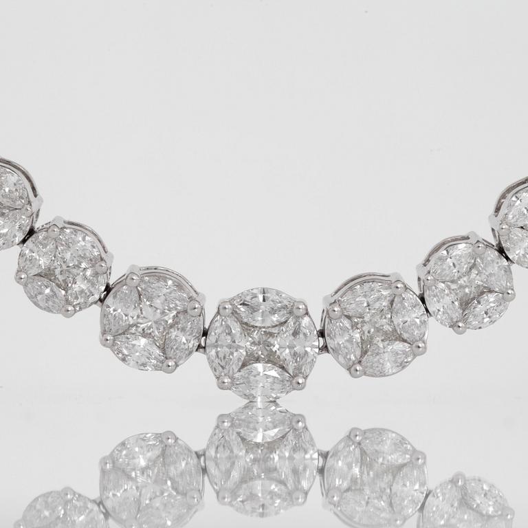 A princess- and marquise-cut diamond necklace. Total carat weight 34.50 cts.