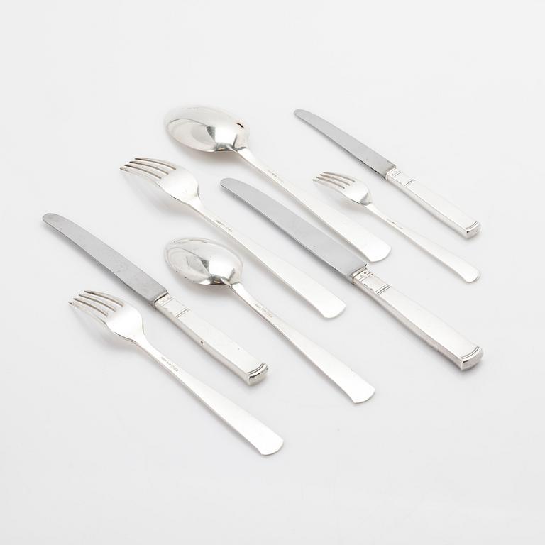 Jacob Ängman, Cutlery service, 144 pieces, silver, “Rosenholm”, GAB, Stockholm, 1936.