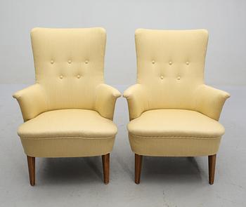 FÅTÖLJER, ett par, "Lilla Furulid", Carl Malmsten, 1900-talets andra hälft.