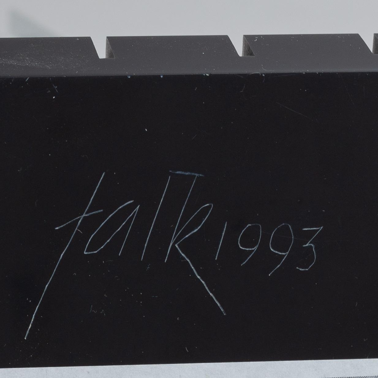 Lars-Erik Falk, sculpture, aluminium and black plexi glass, signed and dated 1993.