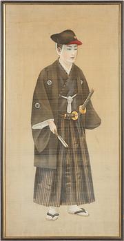 Målningar, ett par, på siden. Okänd konstnär, Japan, Meijiperioden.