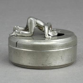 MANSCHETTKNAPPSASK, tenn, "Originell", Widerholm & Dahlberg, Eskilstuna, 1930/40-tal.