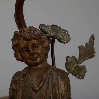 BORDSLAMPA, brons, Frankrike, 1900-talets mitt.