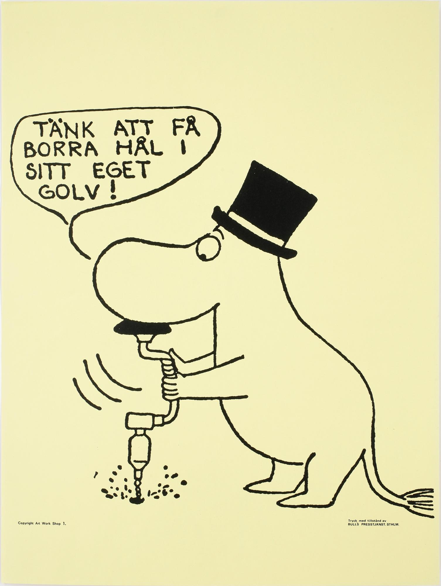 PLANSCHER, 6 st, Tove Jansson, Bulls Presstjänst, Stockholm, 1960-tal.