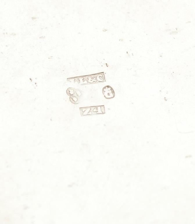 COASTER, silver, Lars Larsson, Göteborg, 1854. Tot. vikt ca 166 g.