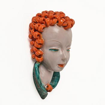 Rudolf Knörlein, väggmask, modell 6836, Goldscheider, Wien, 1930-tal..