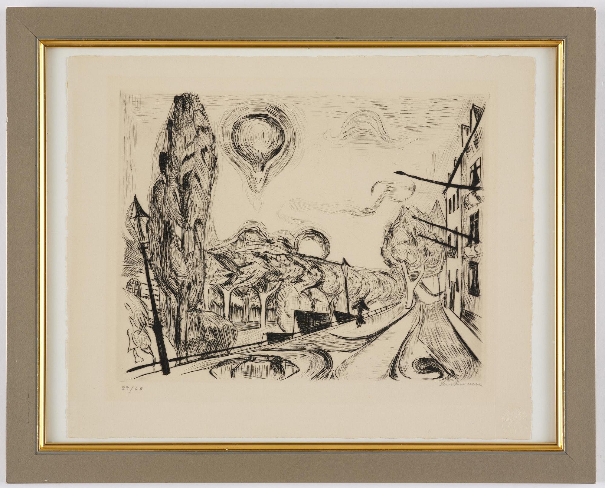 Max Beckmann, "Landschaft mit ballon" from "Gesichter".
