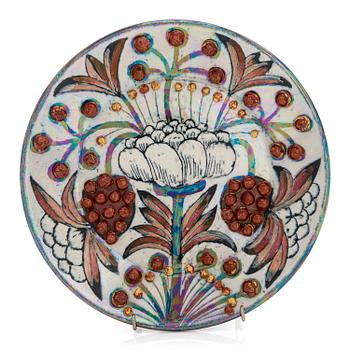 Birger Kaipiainen, a stoneware, decorative plate signed Kaipiainen Arabia.