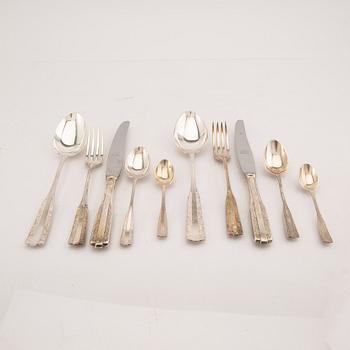 A set of 56 pcs of silver cutlery Polen first half of the 20th century total weight 2496 grams.