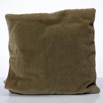 Märta Måås-Fjetterström, a cushion, 'Blommor på röd botten', signed AB MMF, ca. 31 x 31 cm.