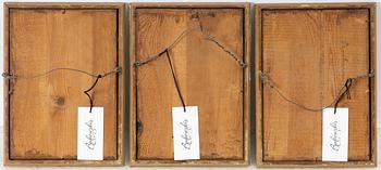 Glass paintings, Sweden, 3 pcs, 18th century.