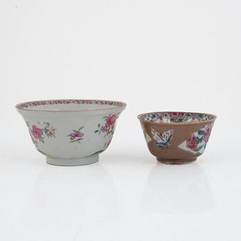 Two Chinese porcelain bowls, Qing dynasty, Qianlong (1736-95) and a bowl, China, early 20th century.