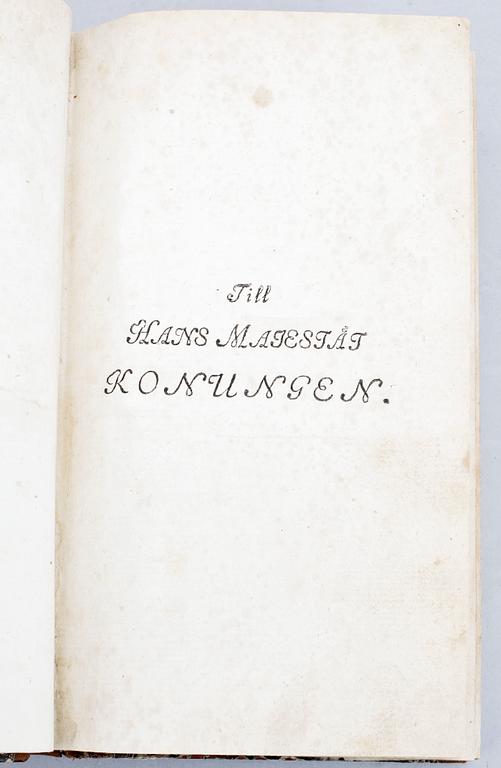 BOK, vol I "Resa till Goda Hopps-udden, Södra Pol-kretsen och omkring Jordklotet..", av Anders Sparrman, Stockholm 1783.