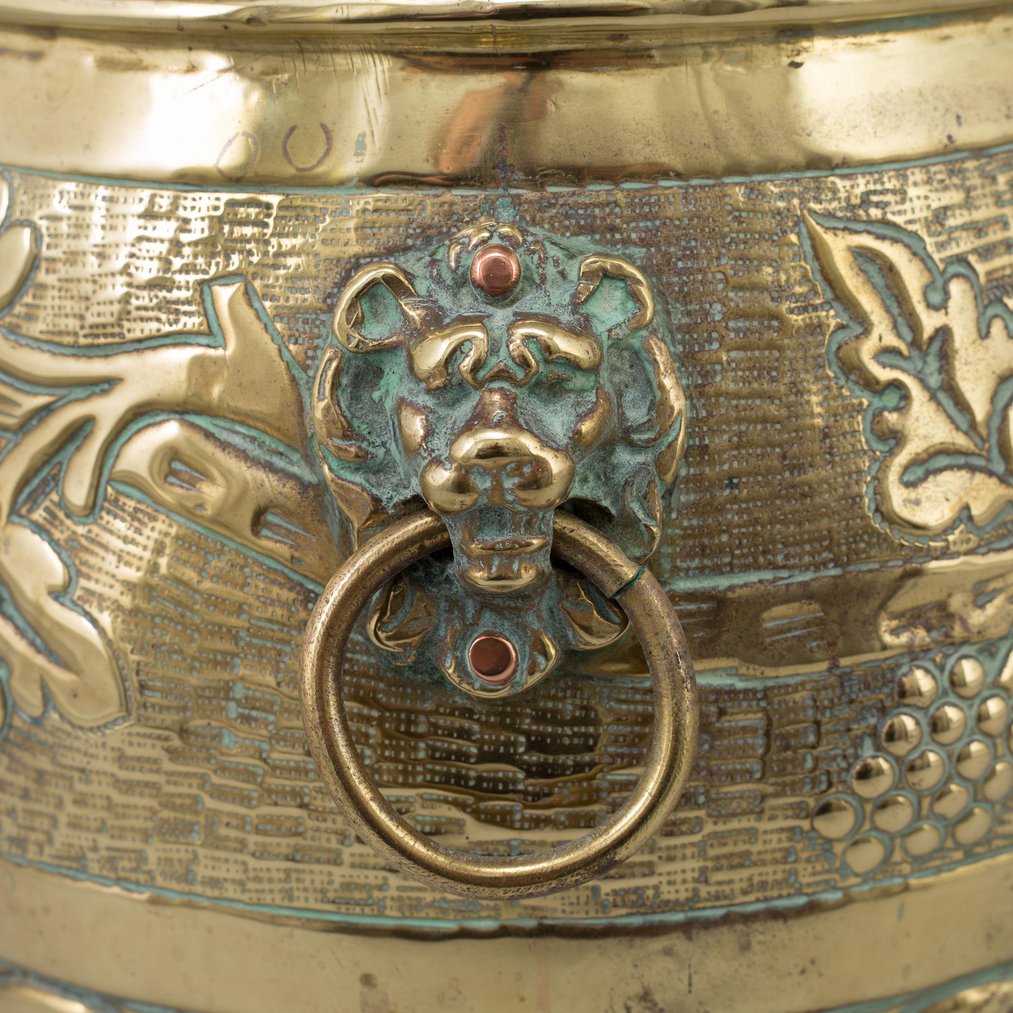 A 19th century brass flower pot.