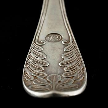 15 pieces of swedish 19th century silver cutlery. Weight 890 gram.