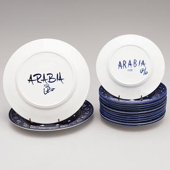 ULLA PROCOPÉ, A set of 14 'Valencia' dishes for Arabia, Finland, 1970s.