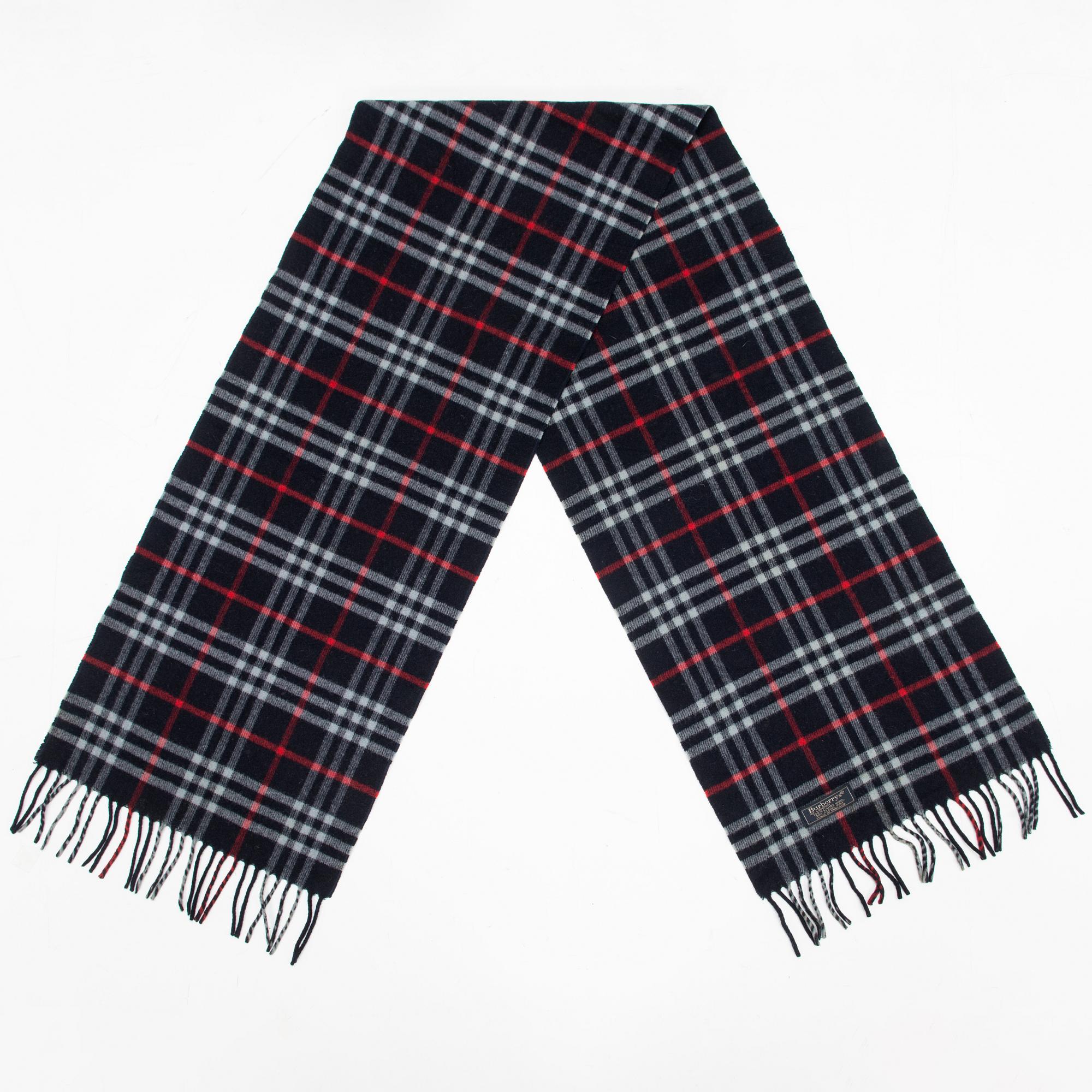 Burberry, check lambs wool scarf.