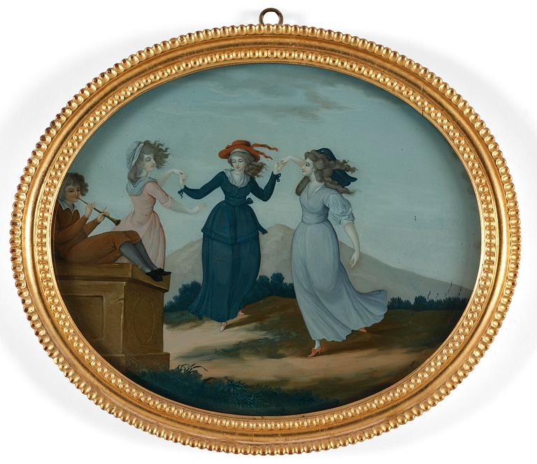 A pair of presumably English reverse-glass paintings, late 18th century.